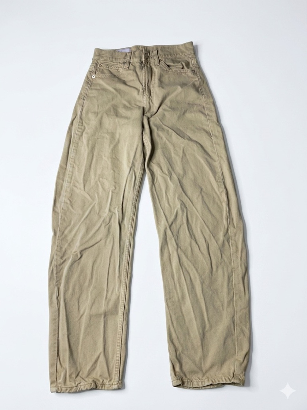 Gap High Rise Barrel Jeans Khaki Tan 100% Cotton Size 24/00 Regular